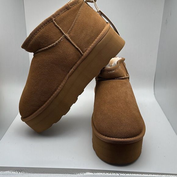 CUSHIONAIRE Women's Genuine Suede pull on platform boot +Memory Foam 9 CHESTNUT - Picture 7 of 7